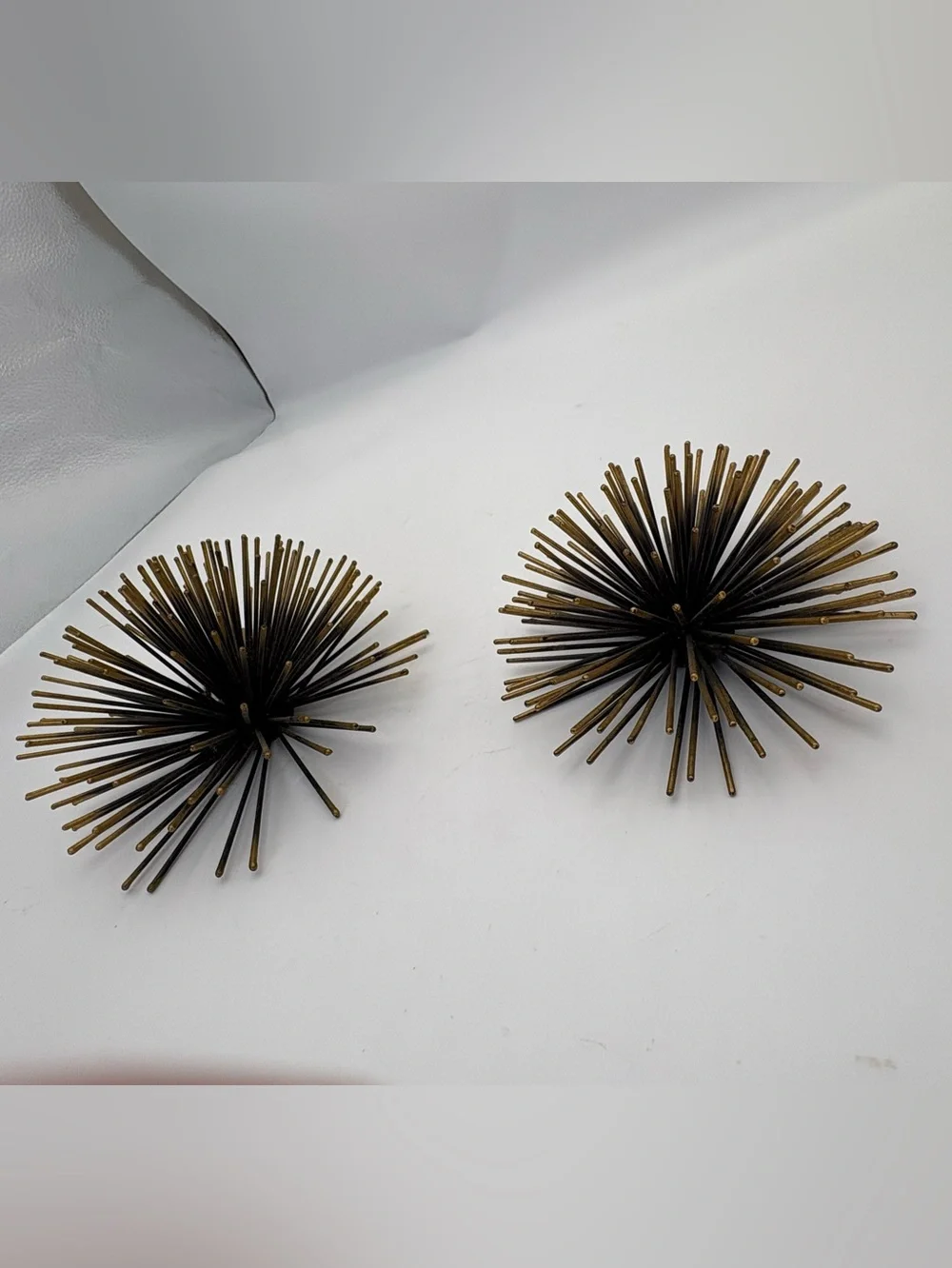 Mid-Century Modern Style Starburst/Sea Urchin Wall Hangings in Gold and Black